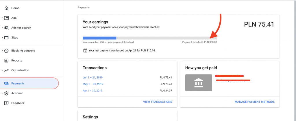 How to pay out money from Google Adsense?