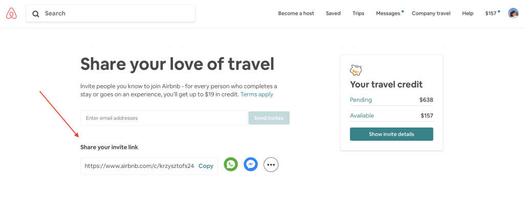 How to get your personal referral link in Airbnb?