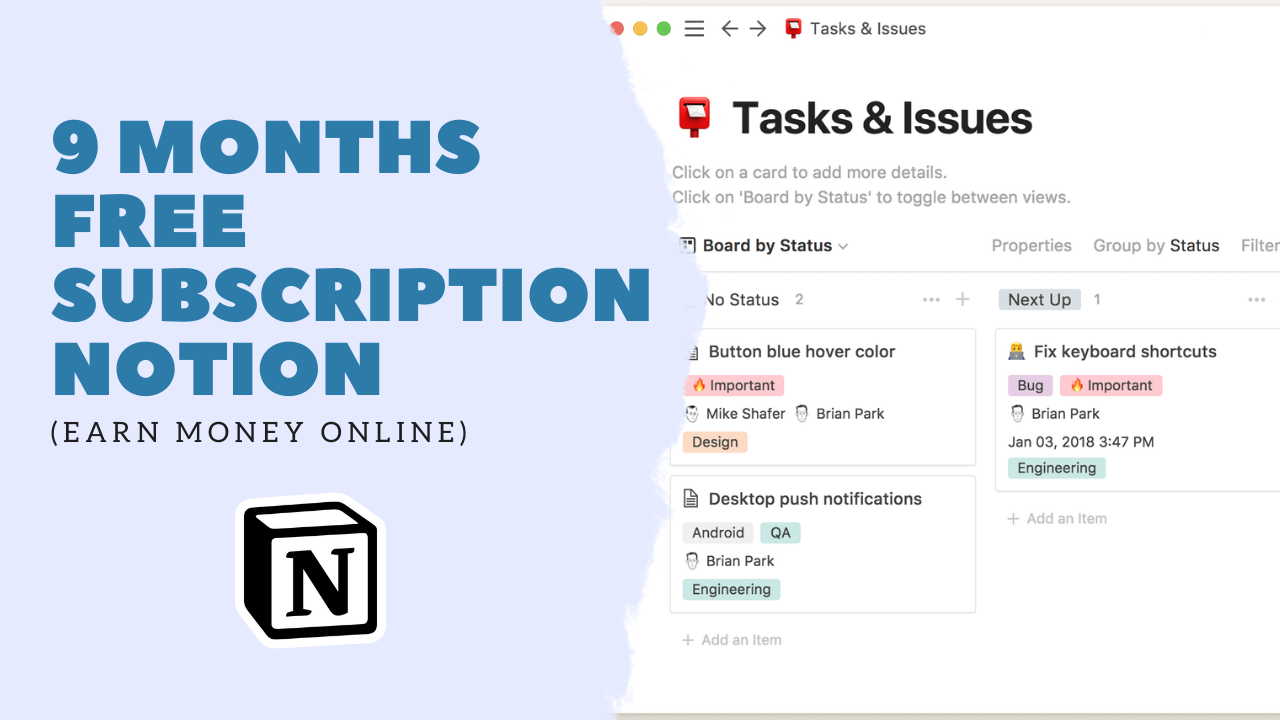 9 Months Free Subscription Notion! (Earn Money Online)