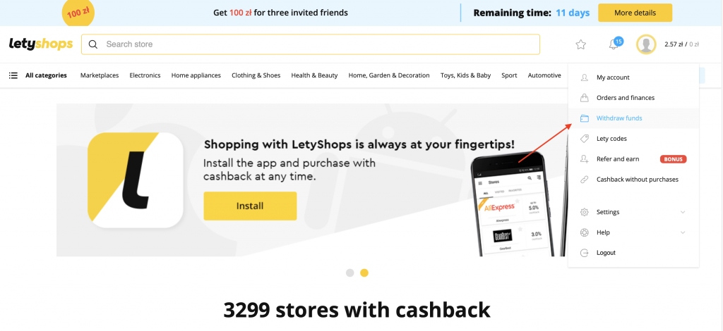 How to make payout from Letyshops?