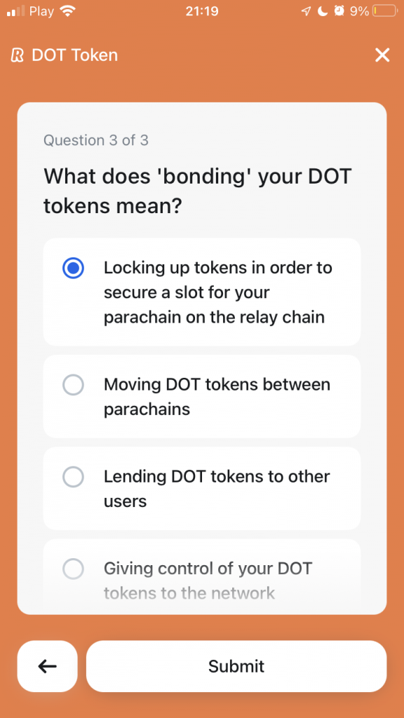 What does 'bonding' your DOT tokens mean?