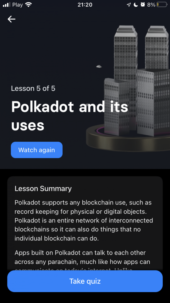 Lesson 5 - questions and answers "Polkadot nad its uses"