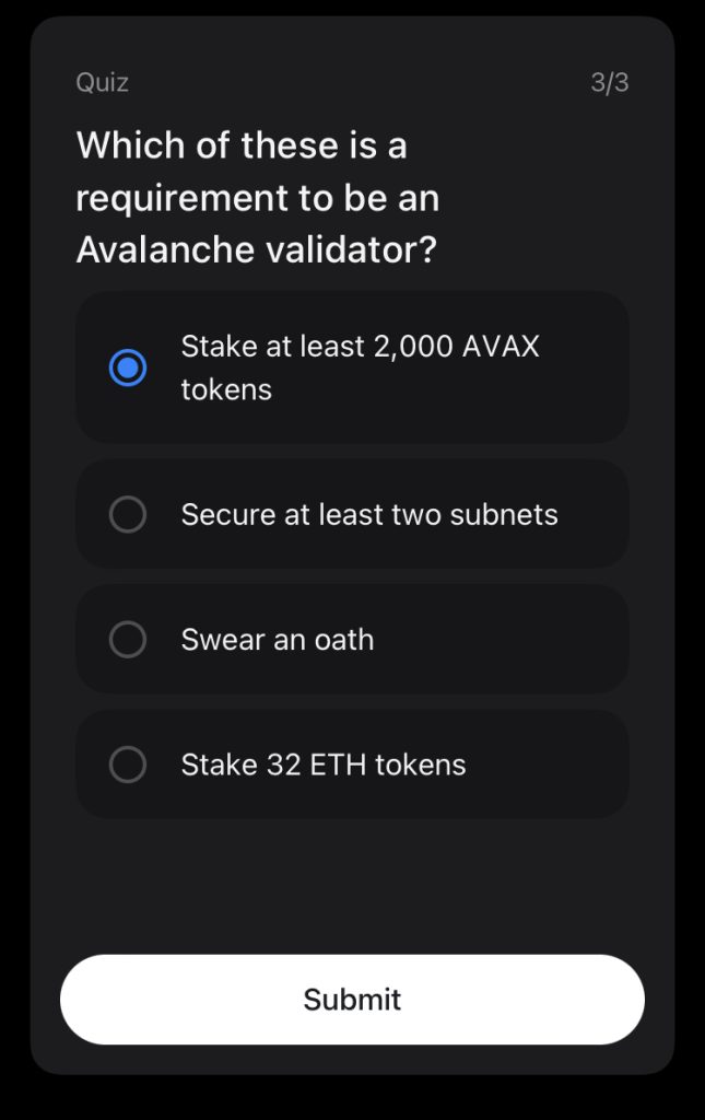 Revolut Avalanche answers: Which of these is a requirement to be an Avalanche validator?